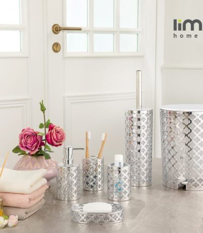 ست سرویس بهداشتی طرح گل نقره‌ای لیمون